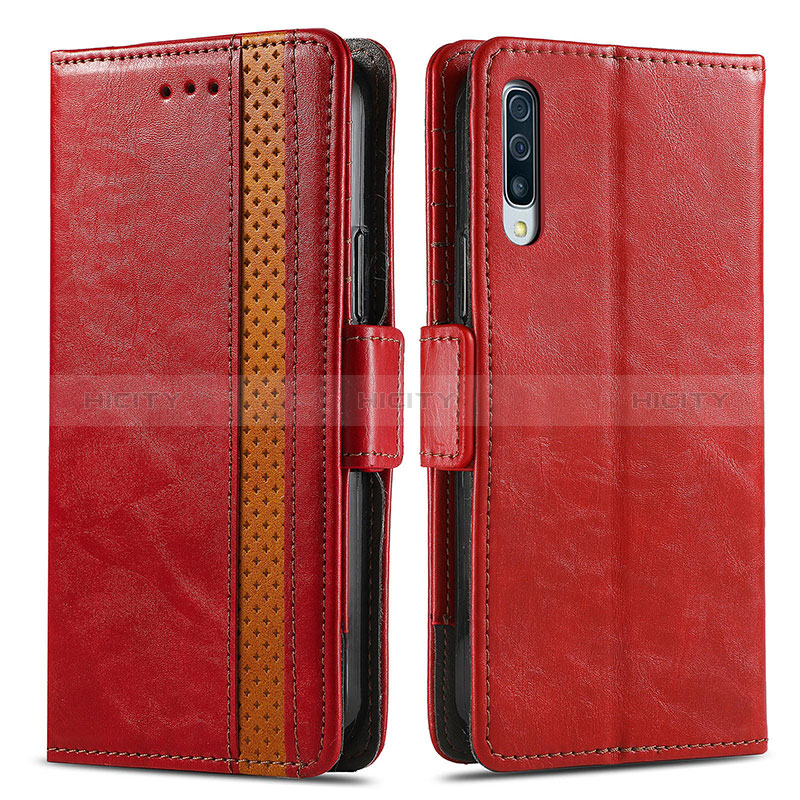 Custodia Portafoglio In Pelle Cover con Supporto S02D per Samsung Galaxy A30S Rosso