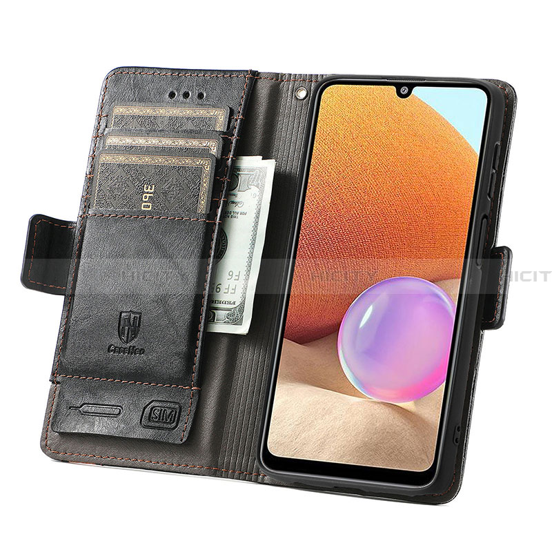 Custodia Portafoglio In Pelle Cover con Supporto S02D per Samsung Galaxy A32 4G