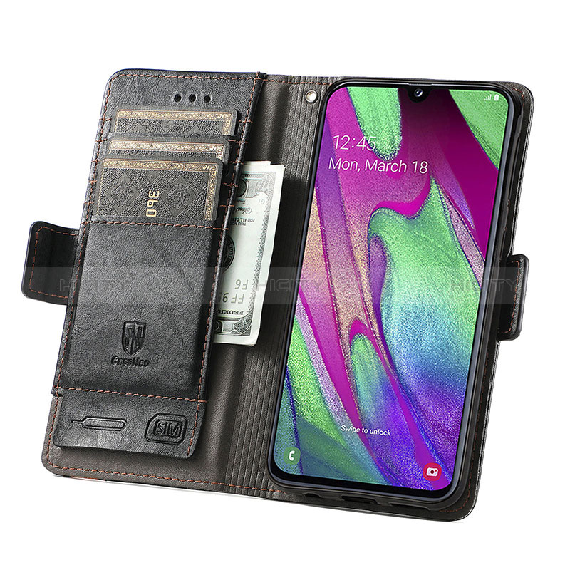 Custodia Portafoglio In Pelle Cover con Supporto S02D per Samsung Galaxy A40