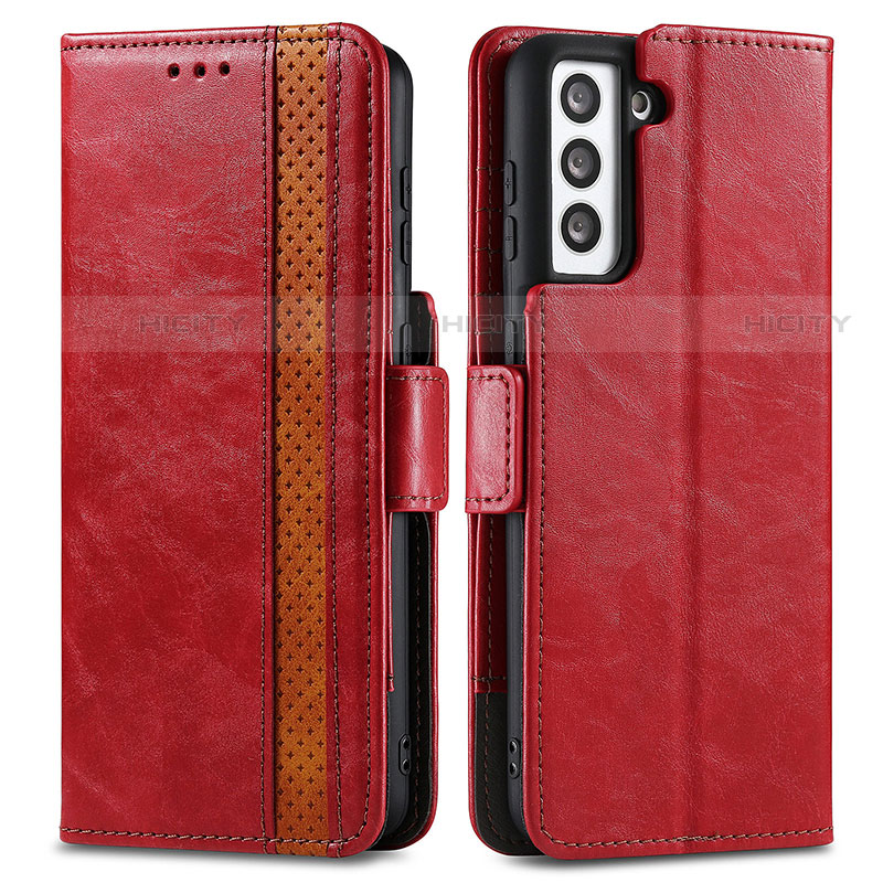 Custodia Portafoglio In Pelle Cover con Supporto S02D per Samsung Galaxy S21 FE 5G Rosso