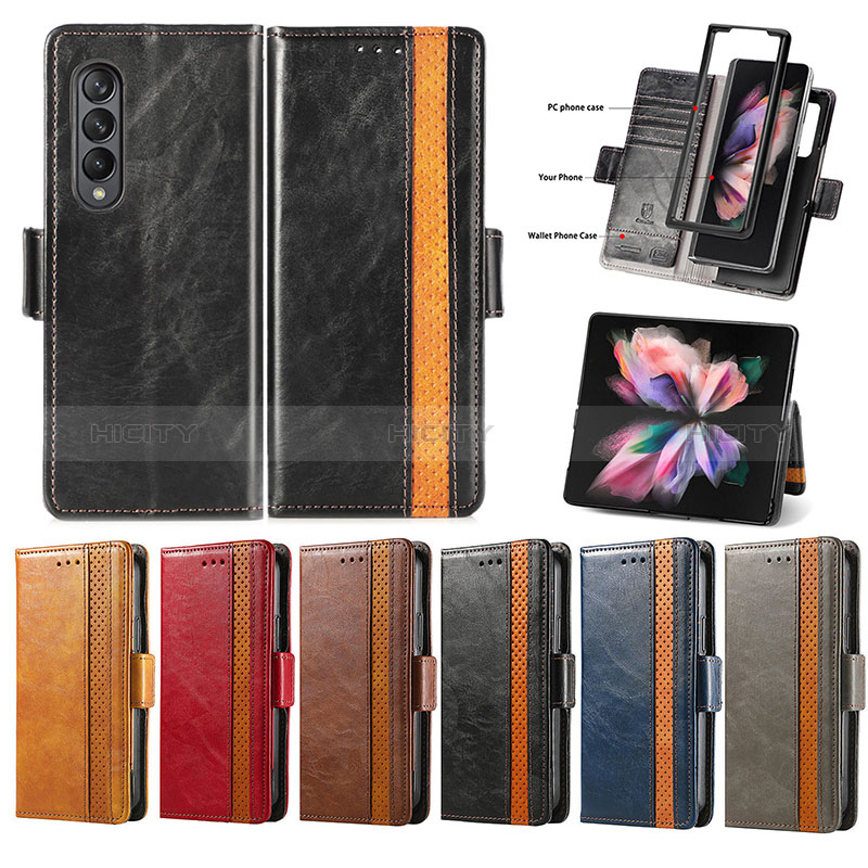 Custodia Portafoglio In Pelle Cover con Supporto S02D per Samsung Galaxy Z Fold3 5G