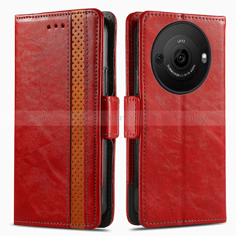 Custodia Portafoglio In Pelle Cover con Supporto S02D per Sharp Aquos R8s Pro Rosso