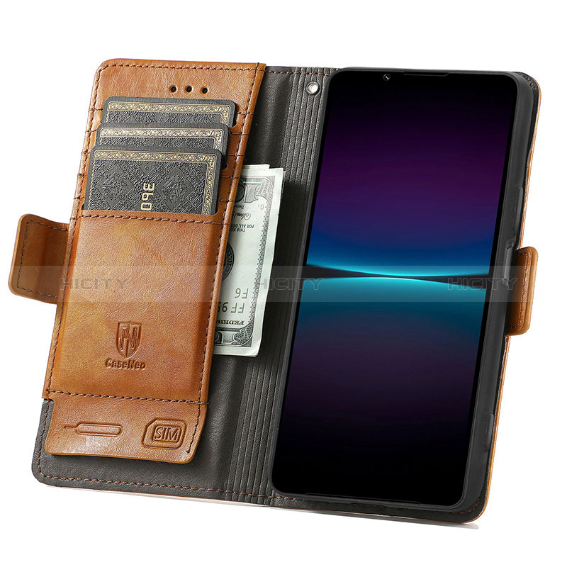 Custodia Portafoglio In Pelle Cover con Supporto S02D per Sony Xperia 1 IV SO-51C