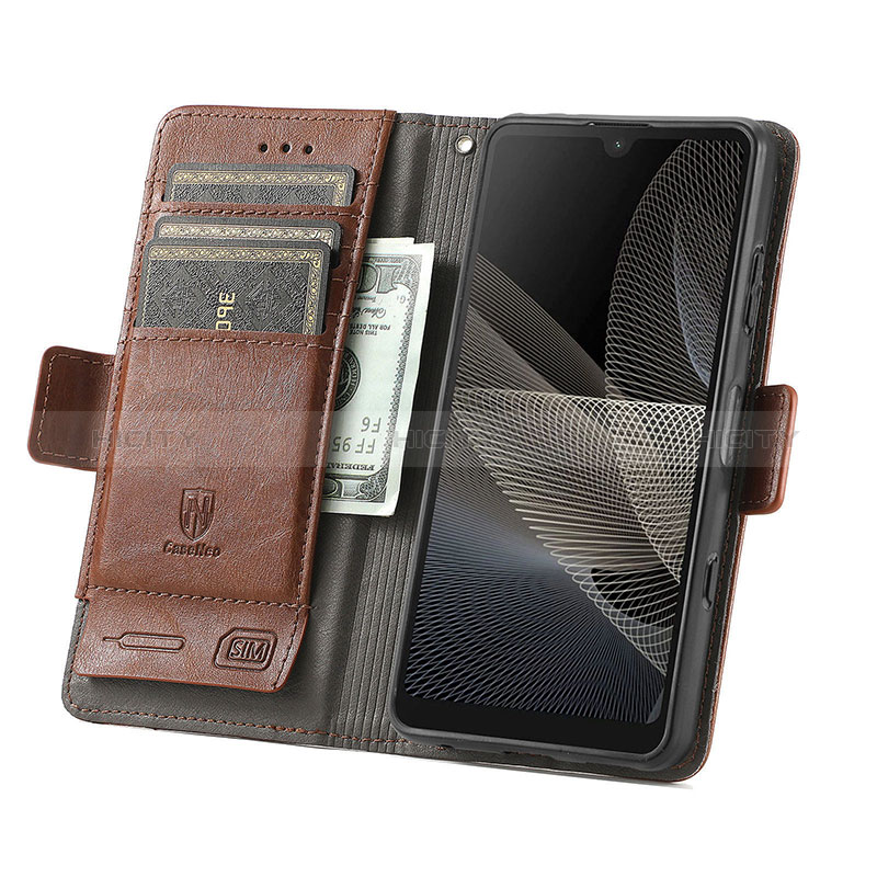 Custodia Portafoglio In Pelle Cover con Supporto S02D per Sony Xperia Ace II SO-41B