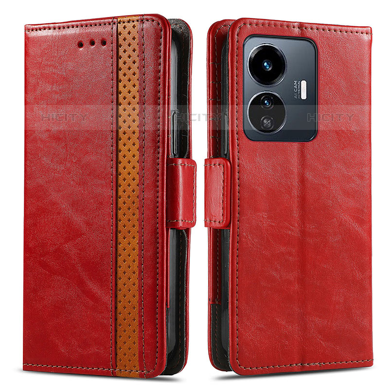 Custodia Portafoglio In Pelle Cover con Supporto S02D per Vivo iQOO Z6 Lite 5G Rosso