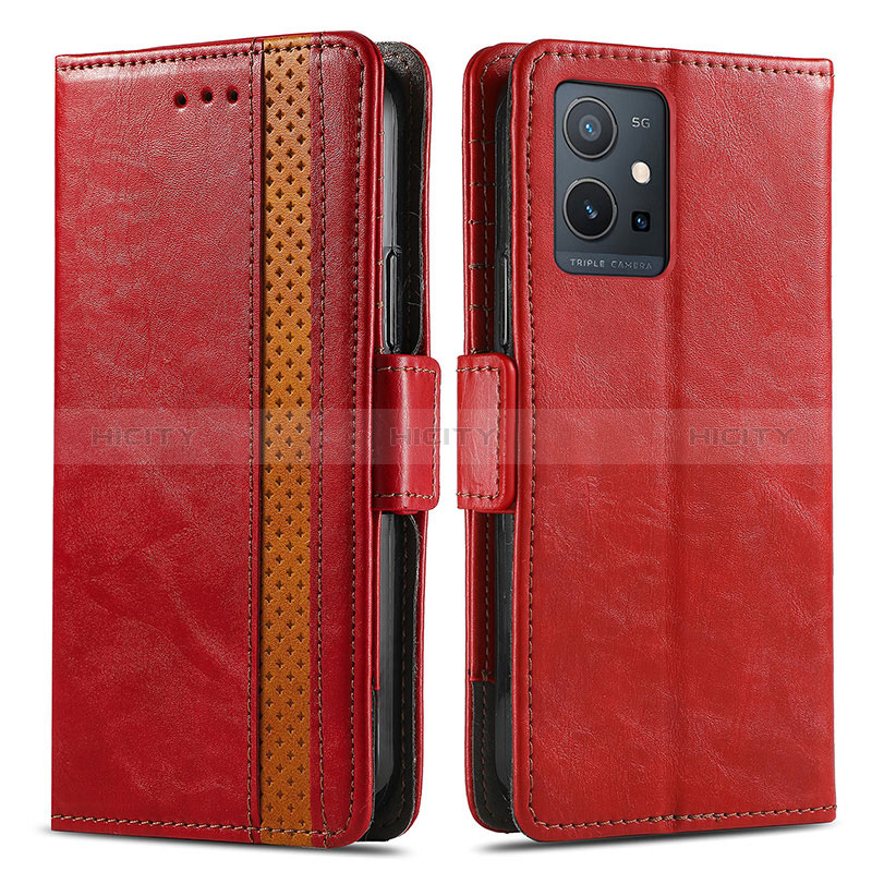 Custodia Portafoglio In Pelle Cover con Supporto S02D per Vivo Y52t 5G Rosso