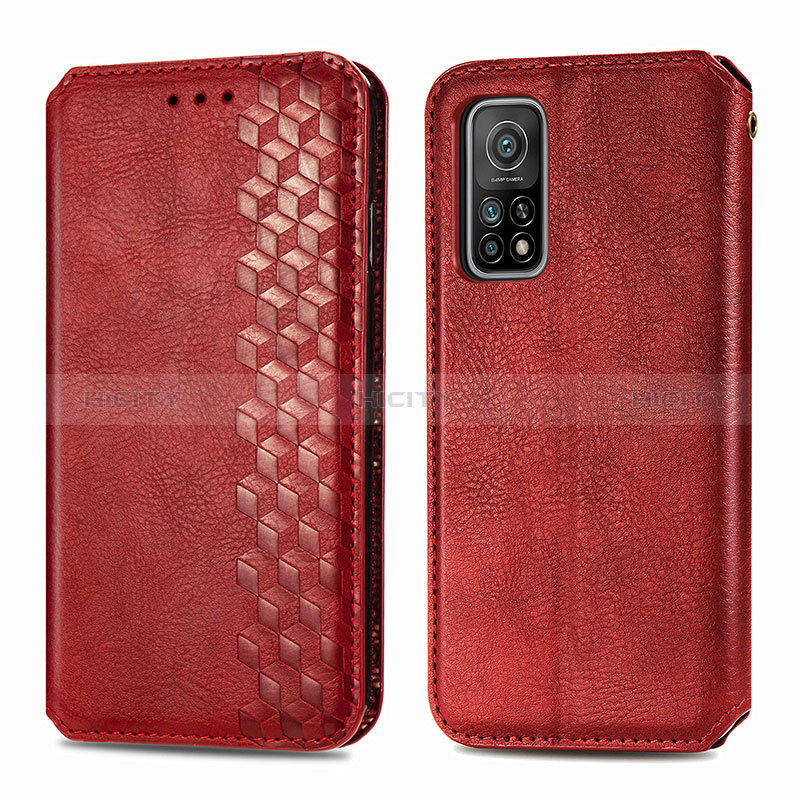 Custodia Portafoglio In Pelle Cover con Supporto S02D per Xiaomi Mi 10T 5G Rosso