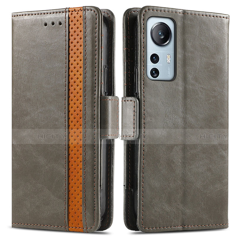 Custodia Portafoglio In Pelle Cover con Supporto S02D per Xiaomi Mi 12 5G Grigio