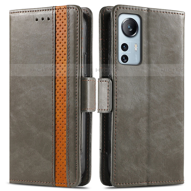 Custodia Portafoglio In Pelle Cover con Supporto S02D per Xiaomi Mi 12S Pro 5G Grigio