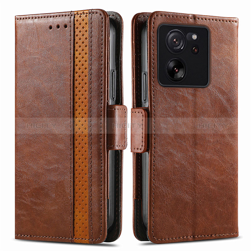 Custodia Portafoglio In Pelle Cover con Supporto S02D per Xiaomi Mi 13T 5G Marrone