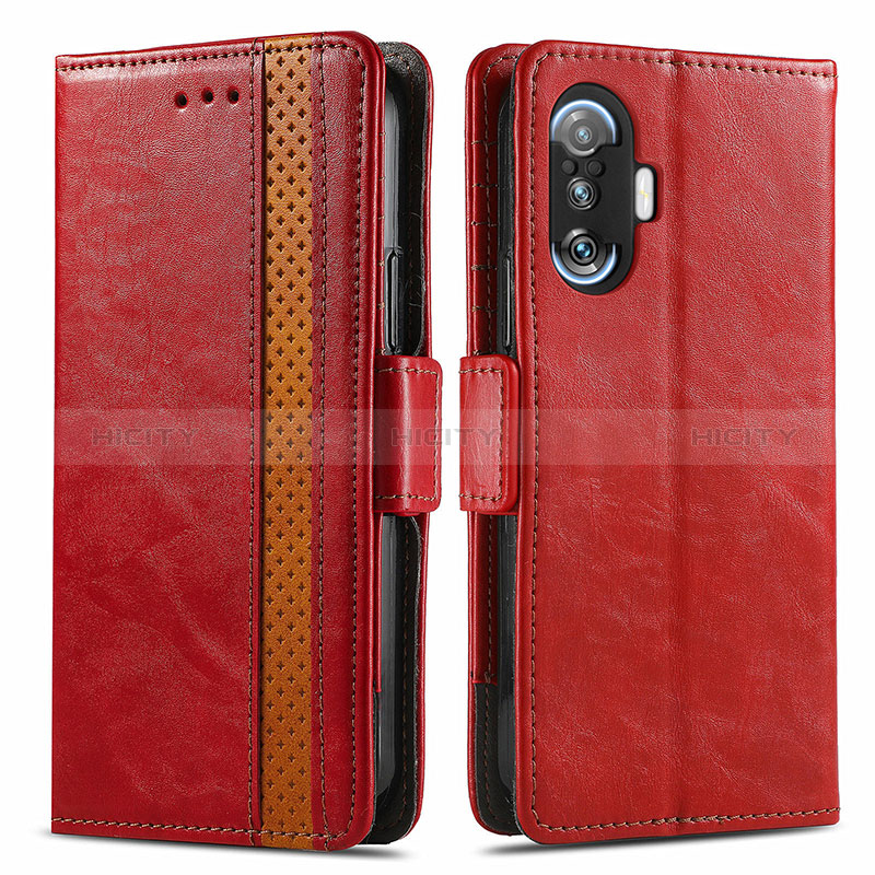 Custodia Portafoglio In Pelle Cover con Supporto S02D per Xiaomi Poco F3 GT 5G Rosso