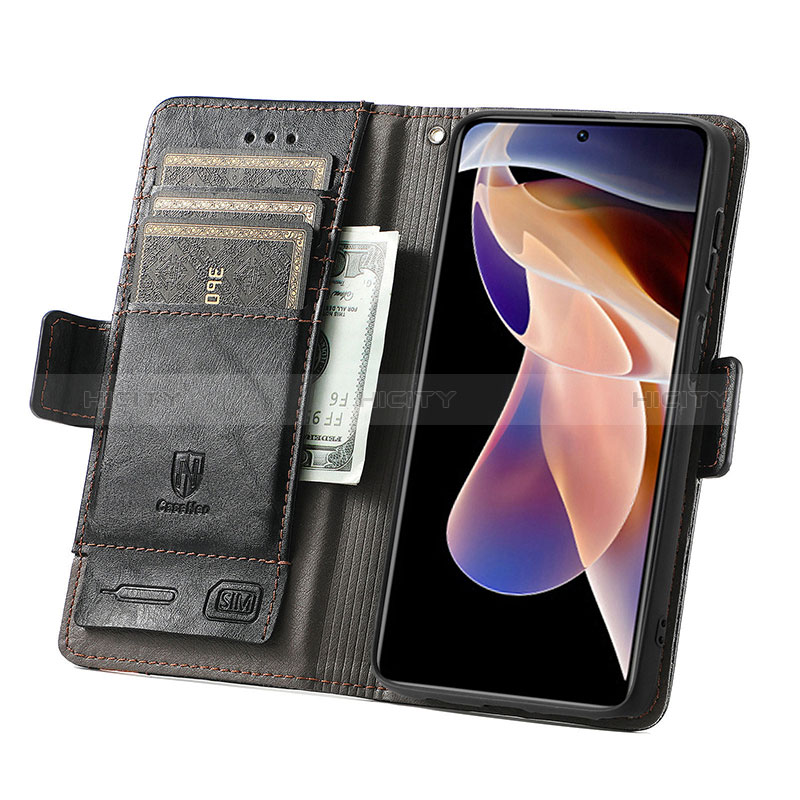 Custodia Portafoglio In Pelle Cover con Supporto S02D per Xiaomi Poco X4 NFC