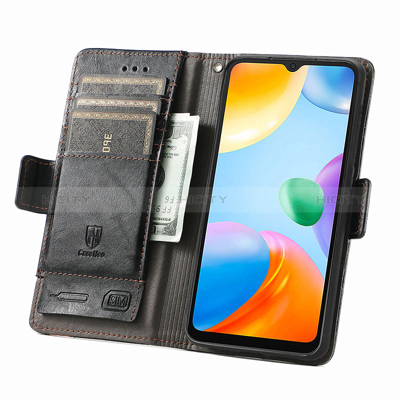 Custodia Portafoglio In Pelle Cover con Supporto S02D per Xiaomi Redmi 10 India