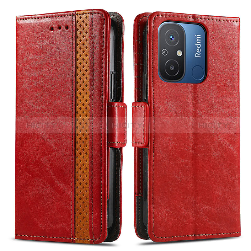 Custodia Portafoglio In Pelle Cover con Supporto S02D per Xiaomi Redmi 11A 4G Rosso