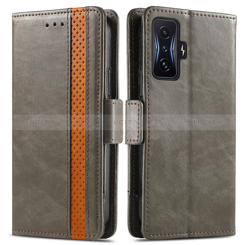 Custodia Portafoglio In Pelle Cover con Supporto S02D per Xiaomi Redmi K50 Gaming 5G Grigio