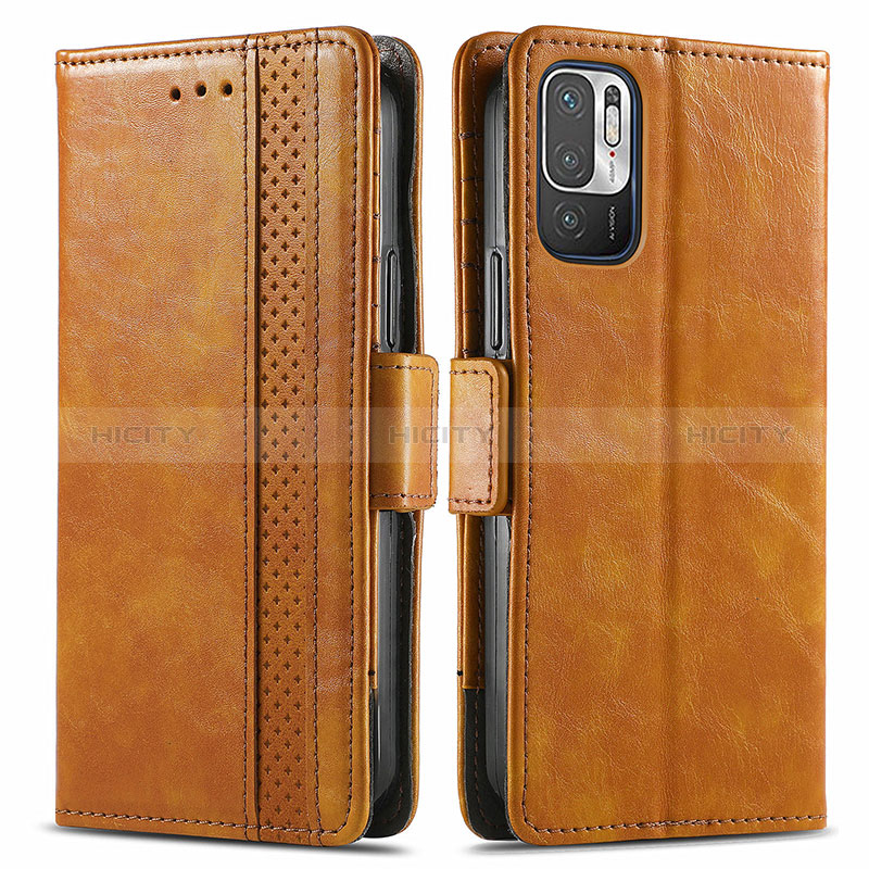 Custodia Portafoglio In Pelle Cover con Supporto S02D per Xiaomi Redmi Note 10 JE 5G Marrone Chiaro