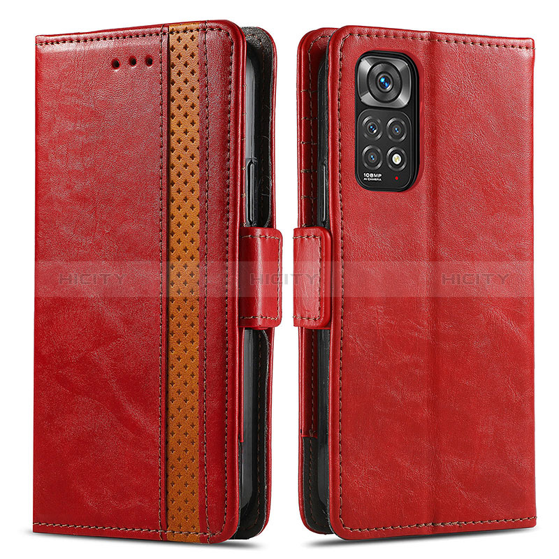 Custodia Portafoglio In Pelle Cover con Supporto S02D per Xiaomi Redmi Note 11 4G (2022) Rosso