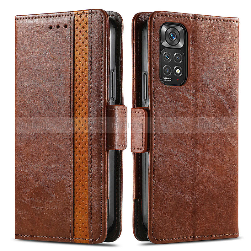 Custodia Portafoglio In Pelle Cover con Supporto S02D per Xiaomi Redmi Note 11 Pro 4G Marrone