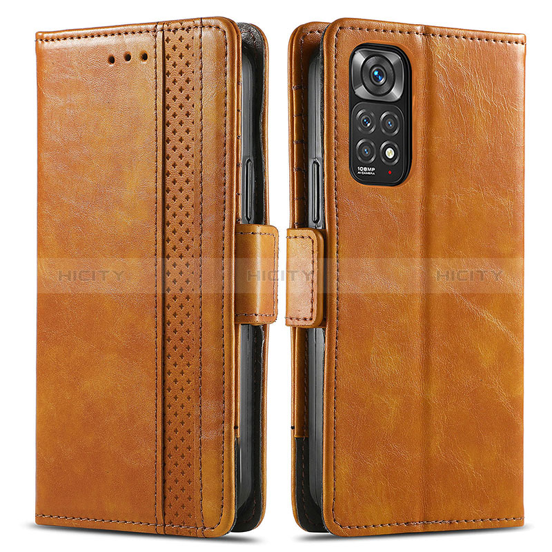 Custodia Portafoglio In Pelle Cover con Supporto S02D per Xiaomi Redmi Note 11S 4G Marrone Chiaro