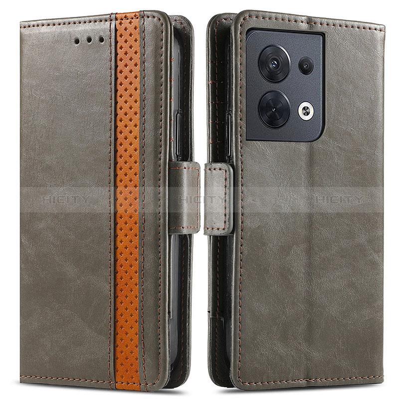 Custodia Portafoglio In Pelle Cover con Supporto S02D per Xiaomi Redmi Note 13 5G Grigio