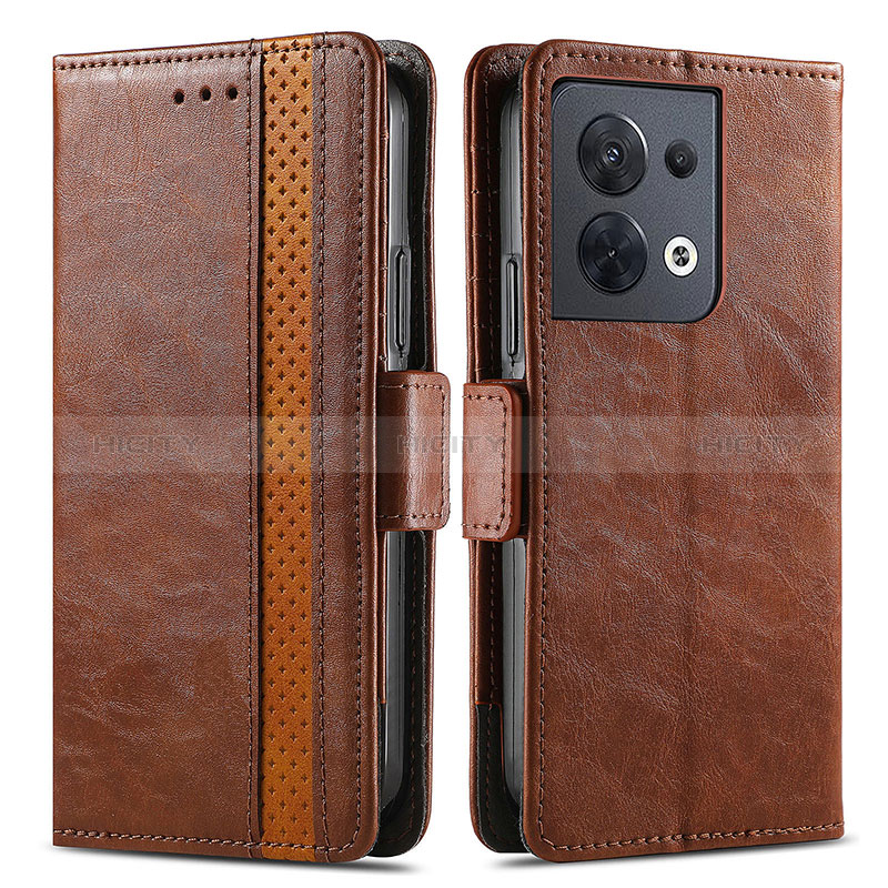 Custodia Portafoglio In Pelle Cover con Supporto S02D per Xiaomi Redmi Note 13 5G Marrone