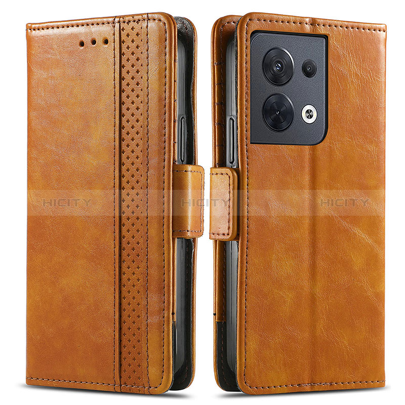 Custodia Portafoglio In Pelle Cover con Supporto S02D per Xiaomi Redmi Note 13 5G Marrone Chiaro