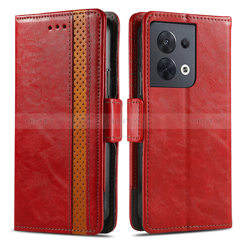 Custodia Portafoglio In Pelle Cover con Supporto S02D per Xiaomi Redmi Note 13 5G Rosso