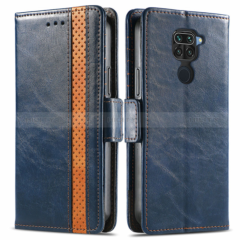 Custodia Portafoglio In Pelle Cover con Supporto S02D per Xiaomi Redmi Note 9 Blu