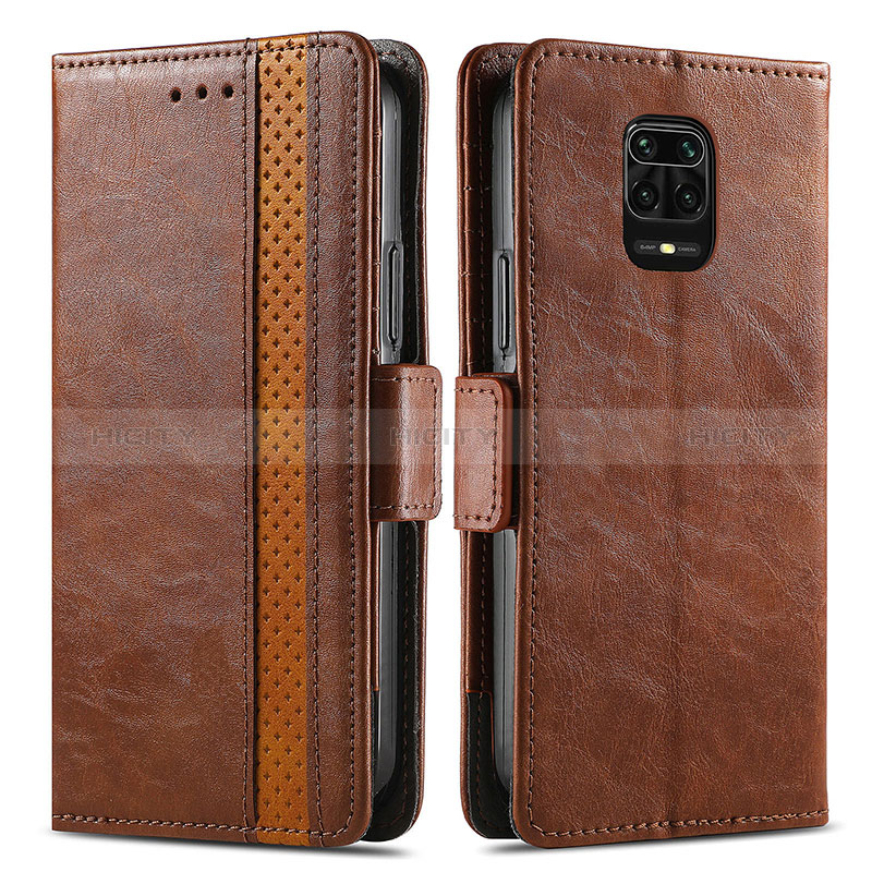 Custodia Portafoglio In Pelle Cover con Supporto S02D per Xiaomi Redmi Note 9 Pro Max Marrone