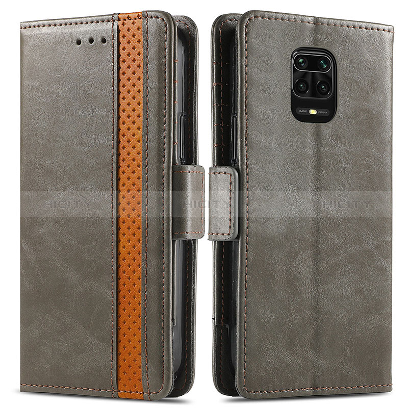 Custodia Portafoglio In Pelle Cover con Supporto S02D per Xiaomi Redmi Note 9S Grigio