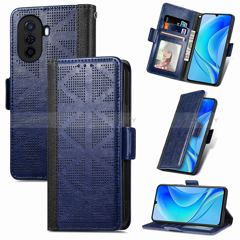 Custodia Portafoglio In Pelle Cover con Supporto S03D per Huawei Nova Y70