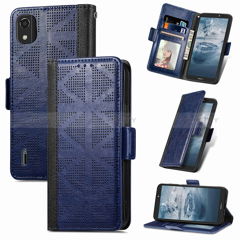 Custodia Portafoglio In Pelle Cover con Supporto S03D per Nokia C2 2nd Edition