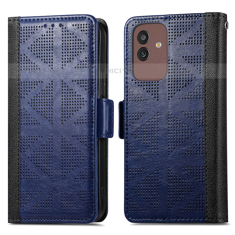 Custodia Portafoglio In Pelle Cover con Supporto S03D per Samsung Galaxy M13 5G Blu