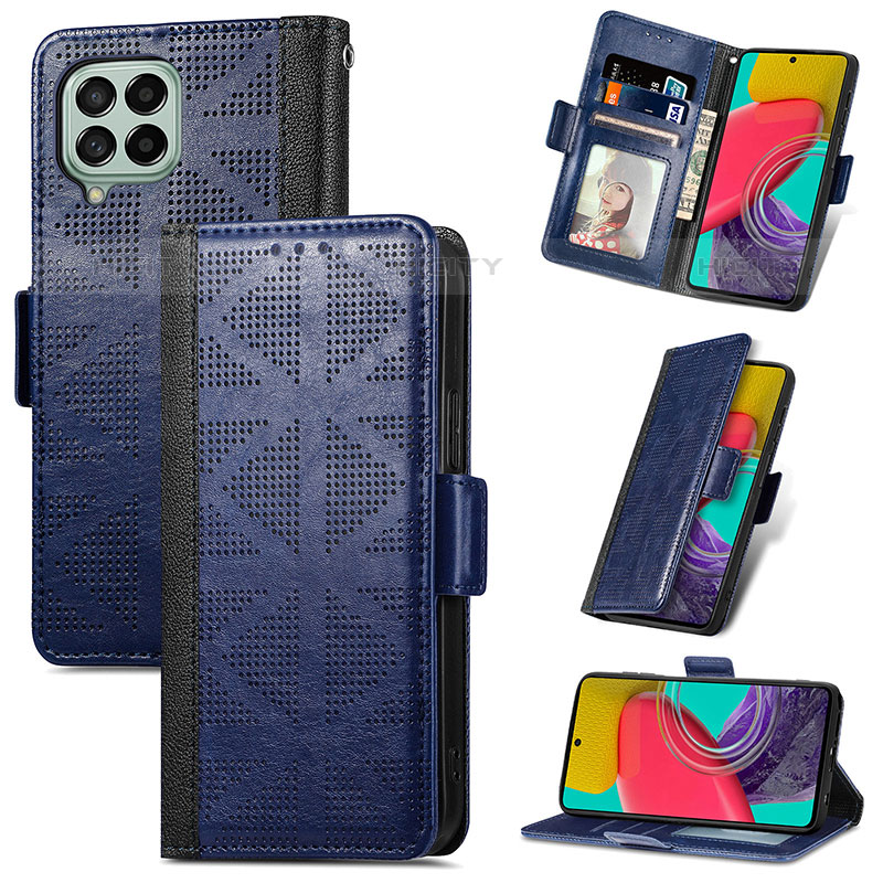 Custodia Portafoglio In Pelle Cover con Supporto S03D per Samsung Galaxy M53 5G Blu