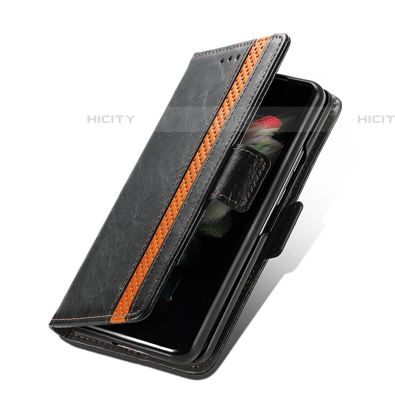 Custodia Portafoglio In Pelle Cover con Supporto S03D per Samsung Galaxy Z Fold4 5G Nero