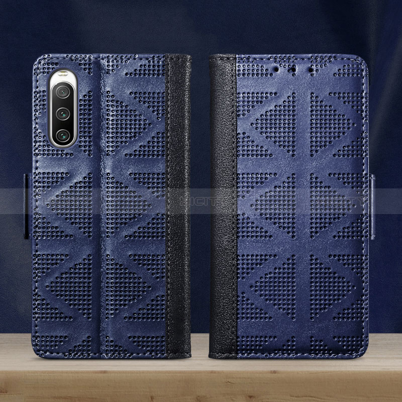 Custodia Portafoglio In Pelle Cover con Supporto S03D per Sony Xperia 10 IV SO-52C Blu