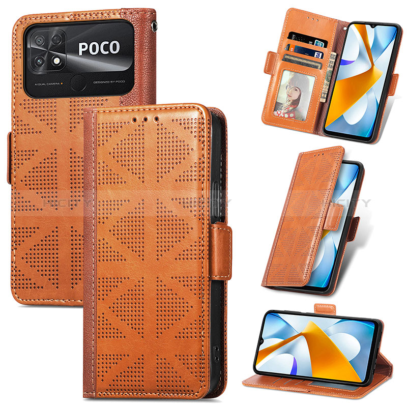 Custodia Portafoglio In Pelle Cover con Supporto S03D per Xiaomi Poco C40