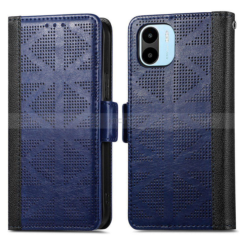 Custodia Portafoglio In Pelle Cover con Supporto S03D per Xiaomi Redmi A1 Blu