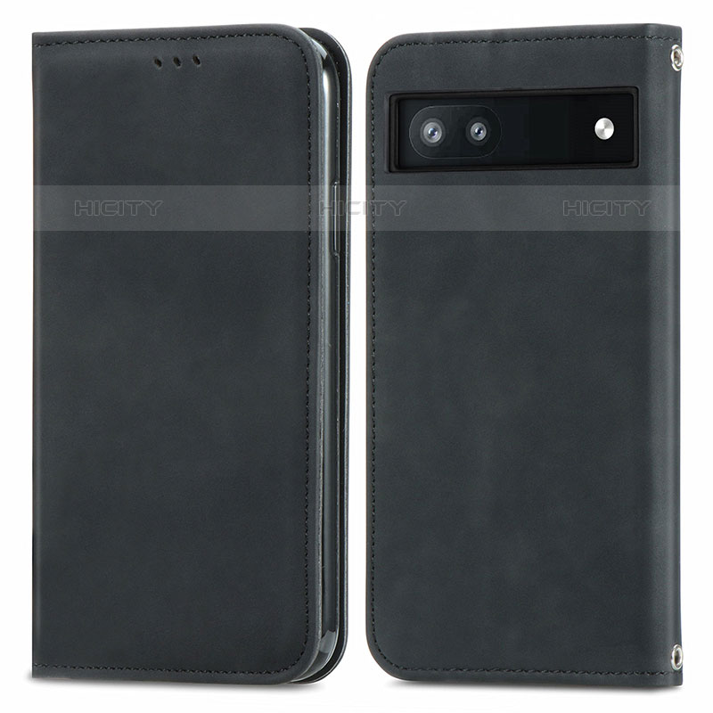 Custodia Portafoglio In Pelle Cover con Supporto S04D per Google Pixel 6a 5G Nero