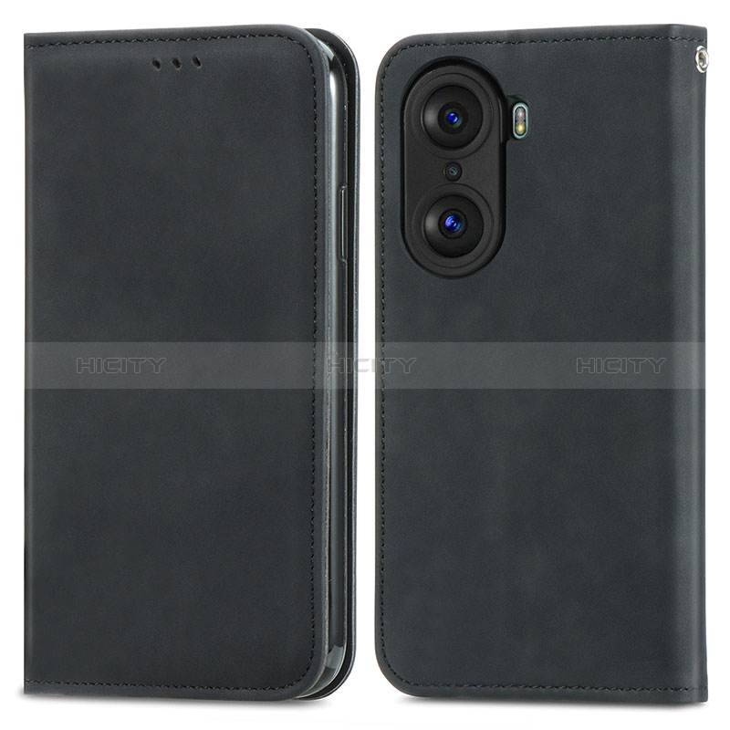 Custodia Portafoglio In Pelle Cover con Supporto S04D per Huawei Honor 60 Pro 5G Nero