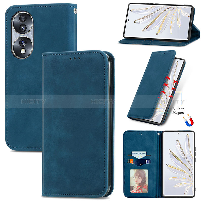 Custodia Portafoglio In Pelle Cover con Supporto S04D per Huawei Honor 70 5G