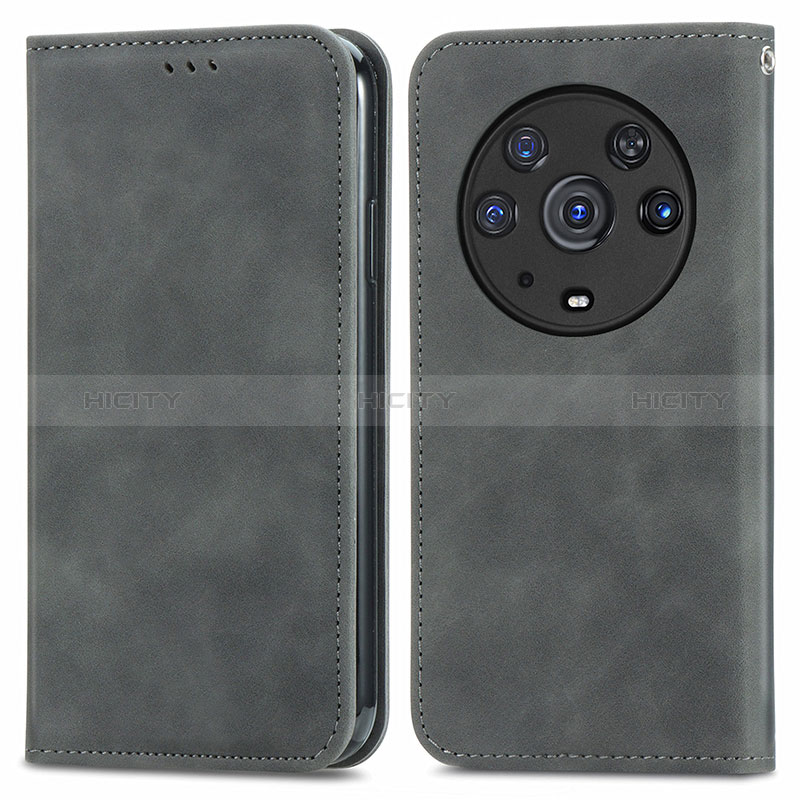 Custodia Portafoglio In Pelle Cover con Supporto S04D per Huawei Honor Magic3 Pro 5G Grigio