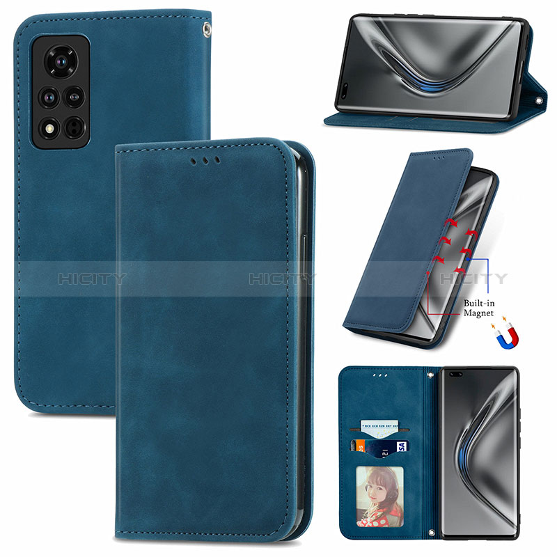 Custodia Portafoglio In Pelle Cover con Supporto S04D per Huawei Honor V40 5G