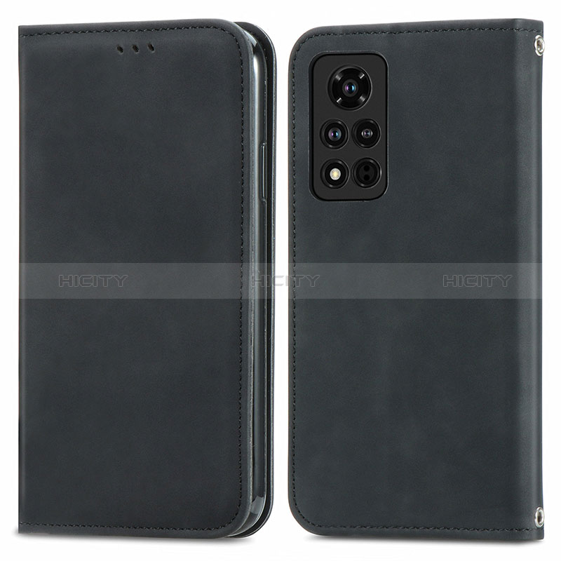 Custodia Portafoglio In Pelle Cover con Supporto S04D per Huawei Honor V40 5G Nero