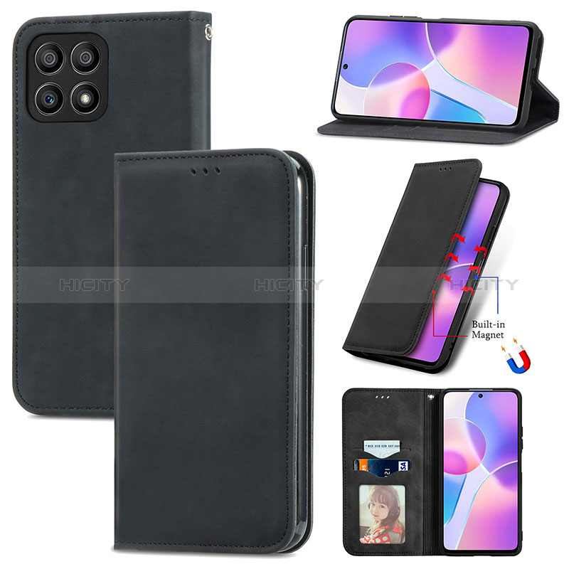 Custodia Portafoglio In Pelle Cover con Supporto S04D per Huawei Honor X30i