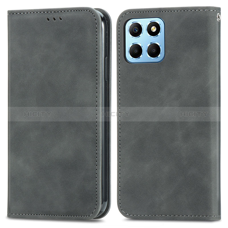 Custodia Portafoglio In Pelle Cover con Supporto S04D per Huawei Honor X6 5G Grigio