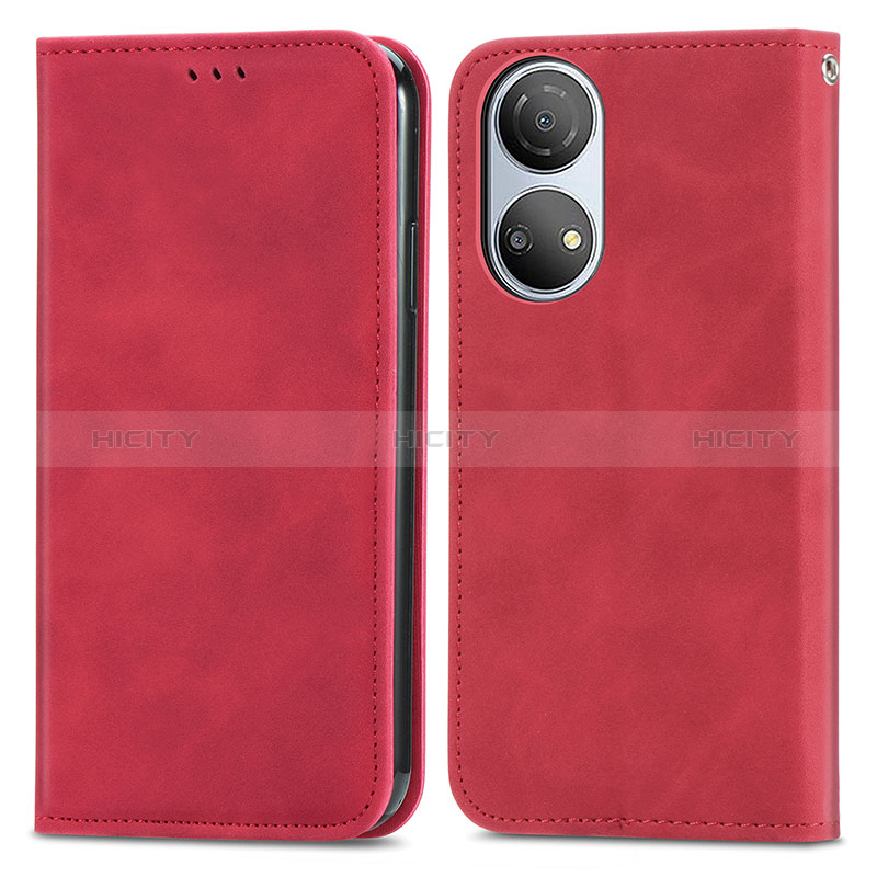 Custodia Portafoglio In Pelle Cover con Supporto S04D per Huawei Honor X7 Rosso