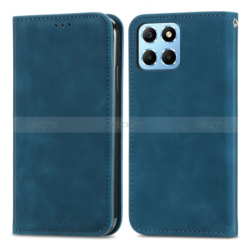 Custodia Portafoglio In Pelle Cover con Supporto S04D per Huawei Honor X8 5G Blu