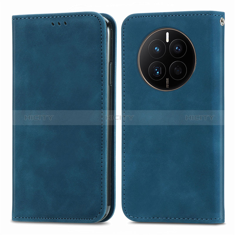 Custodia Portafoglio In Pelle Cover con Supporto S04D per Huawei Mate 50 Blu