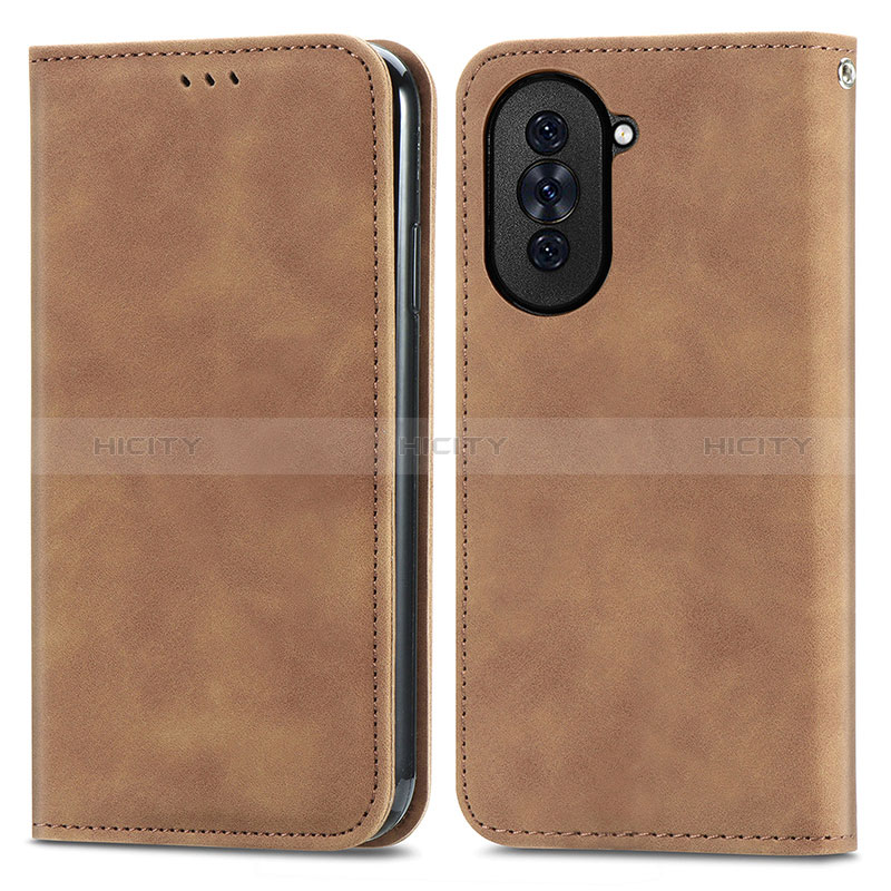 Custodia Portafoglio In Pelle Cover con Supporto S04D per Huawei Nova 10 Marrone